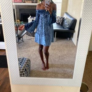 Royal velvet strapless dress